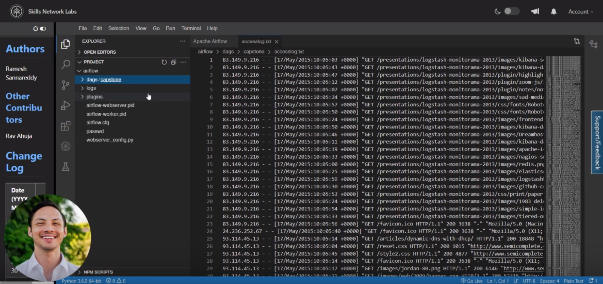 LAB: Watch me write an Airflow DAG pipeline that analyzes web server log files