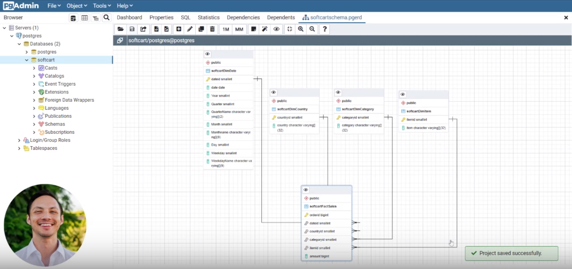 LAB: Watch me design a data warehouse schema on PostgreSQL using pgAdmin ERD